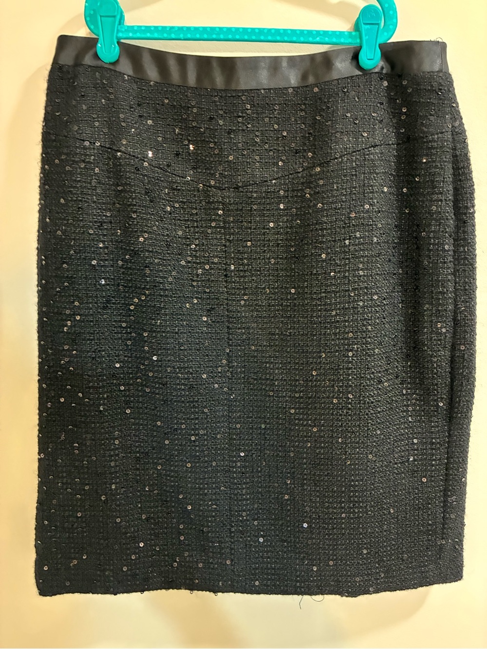 Ann Taylor Black Sequin Tweed Pencil Skirt Size 10